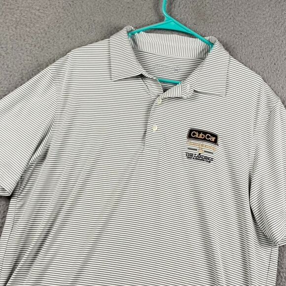 Vineyard Vines Jim Naniz Golf Polo Shirt Men's Large Gray White Striped Causal - Picture 1 of 11